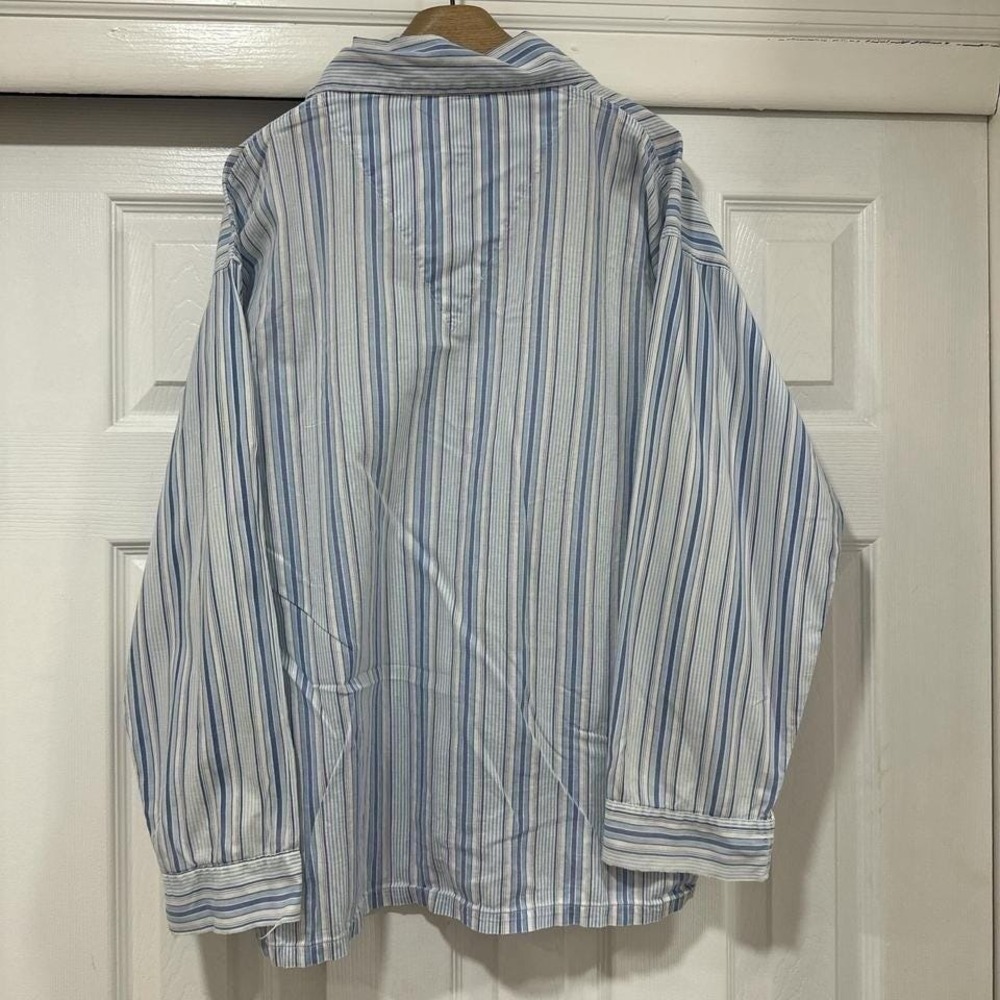 Nite Kraft Vintage 1940s Blue & white striped long sleeve button up top - Picture 8 of 8